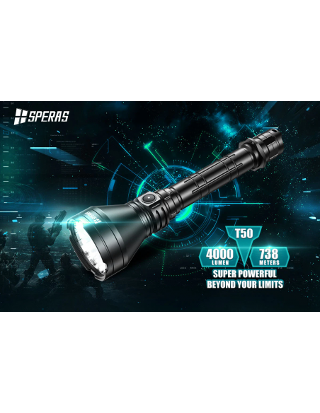 SPERAS T50K WIEDERAUFLADBARE JAGD TASCHENLAMPE USB-C SPERAS T50K WIEDERAUFLADBARE JAGD TASCHENLAMPE USB-C