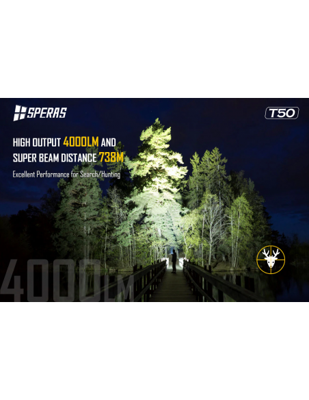 SPERAS T50K WIEDERAUFLADBARE JAGD TASCHENLAMPE USB-C SPERAS T50K WIEDERAUFLADBARE JAGD TASCHENLAMPE USB-C