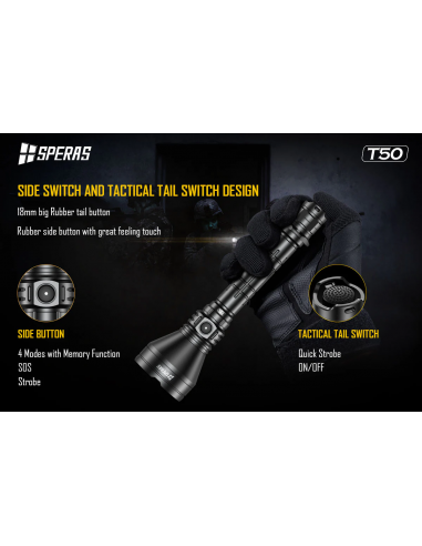 SPERAS T50K WIEDERAUFLADBARE JAGD TASCHENLAMPE USB-C SPERAS T50K WIEDERAUFLADBARE JAGD TASCHENLAMPE USB-C