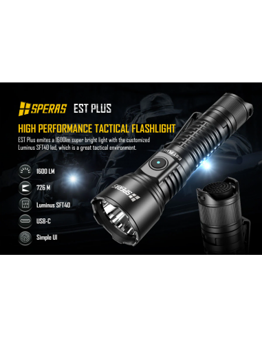 SPERAS TAKTISCHE POLIZEI TASCHENLAMPE EST PLUS 1600lm 726m SPERAS TAKTISCHE POLIZEI TASCHENLAMPE EST PLUS 1600lm 726m
