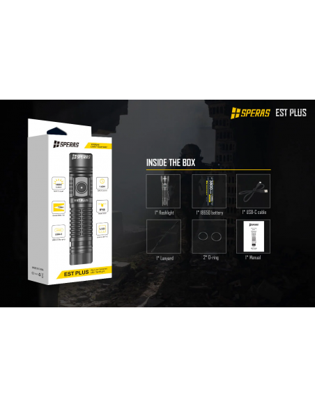 SPERAS PROFESSIONAL TACTICAL POLICE FLASHLIGHT EST PLUS 1600lm 726m SPERAS PROFESSIONAL TACTICAL POLICE FLASHLIGHT EST PLUS 1600lm 726m