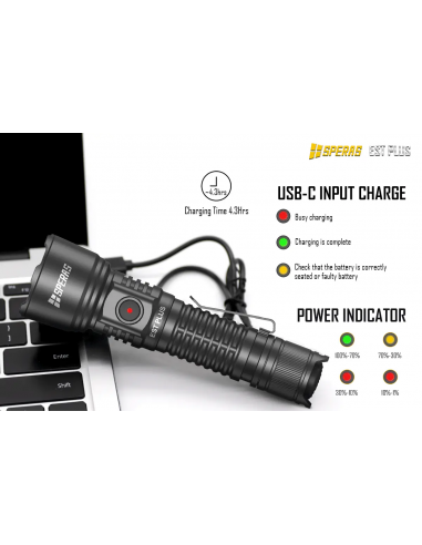 SPERAS TAKTISCHE POLIZEI TASCHENLAMPE EST PLUS 1600lm 726m SPERAS TAKTISCHE POLIZEI TASCHENLAMPE EST PLUS 1600lm 726m