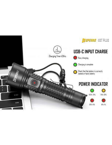 SPERAS TAKTISCHE POLIZEI TASCHENLAMPE EST PLUS 1600lm 726m SPERAS TAKTISCHE POLIZEI TASCHENLAMPE EST PLUS 1600lm 726m