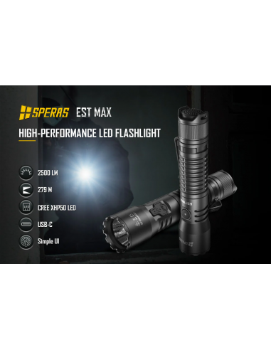 SPERAS TAKTISCHE POLIZEI-TASCHENLAMPE EST MAX 2500lm 279m SPERAS TAKTISCHE POLIZEI-TASCHENLAMPE EST MAX 2500lm 279m