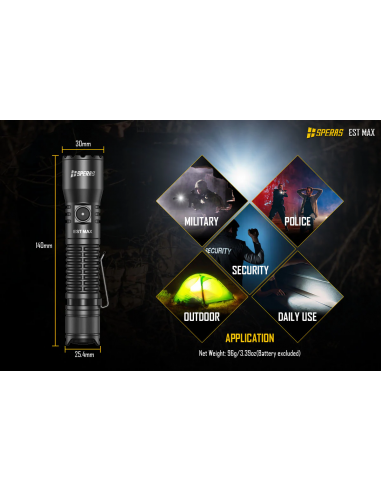 SPERAS TACTICAL POLICE FLASHLIGHT EST MAX 2500lm 279m SPERAS TACTICAL POLICE FLASHLIGHT EST MAX 2500lm 279m