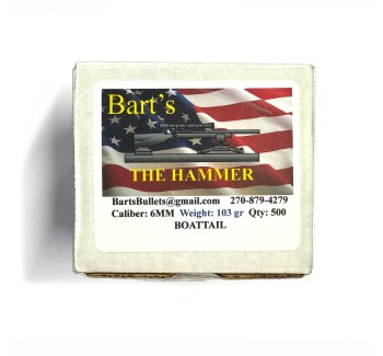 BART'S GESCHOSSE KAL. 6MM THE HAMMER BOAT TAIL 103GR 500STK | Armeria Regina