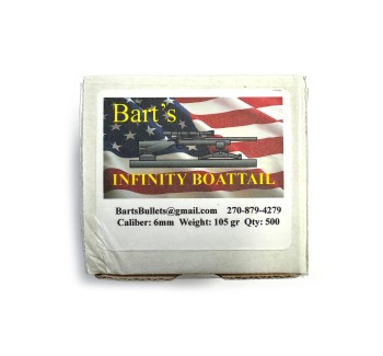 BART'S GESCHOSSE KAL. 6MM INFINITY BOAT TAIL 105GR 500STK. | Armeria Regina