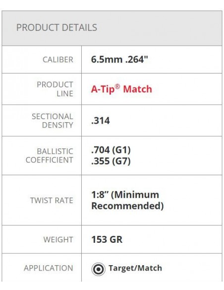HORNADY BULLETS A-TIP 264" 153GR 500PZ HORNADY BULLETS A-TIP 264" 153GR 500PZ