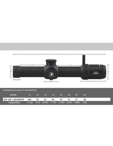 DISCOVERY SCOPE ED-AR 1-8X24 SFIR 34MM FFP DISCOVERY SCOPE ED-AR 1-8X24 SFIR 34MM FFP