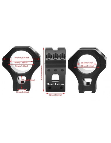 WESTHUNTER RINGS D34MM H36MM DOVETAIL