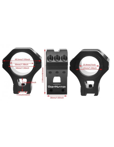 WESTHUNTER RINGS D34MM H36MM DOVETAIL