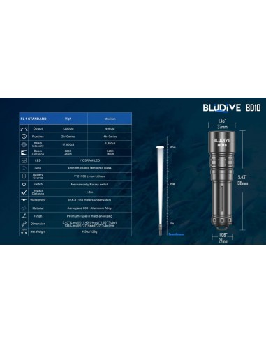 SPERAS BLUDIVE LIGHT BD10 TORCH 1200LM