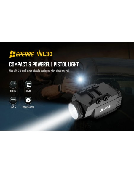 SPERAS WL30 PISTOL LIGHT 650LM TYPE-C