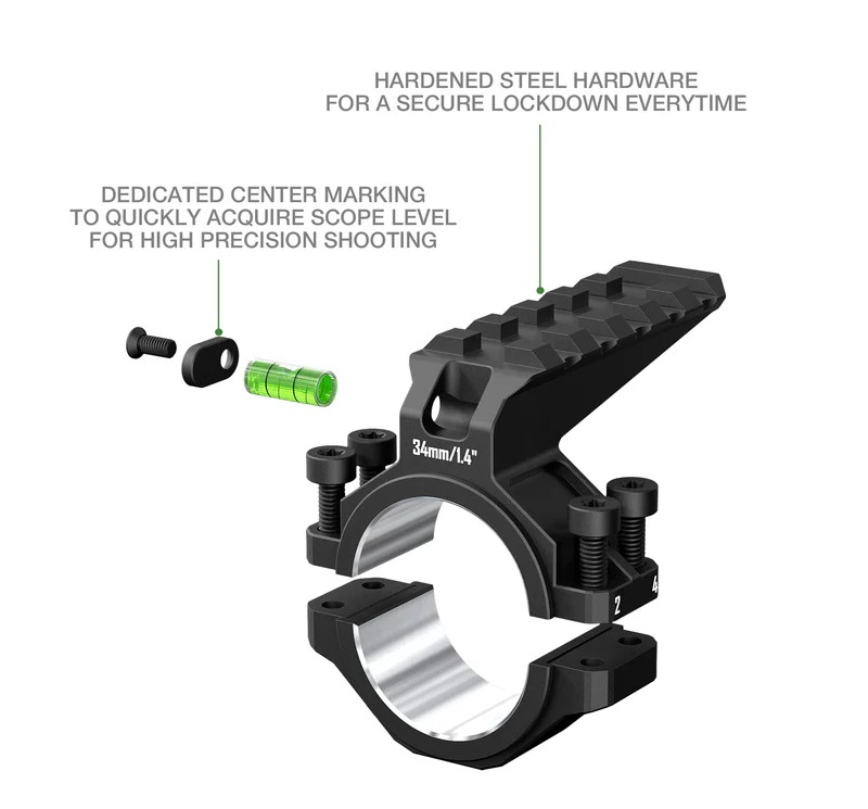 DiscoveryOpt Single Ring with Level and Upper Picatinny Rail 30/34mm