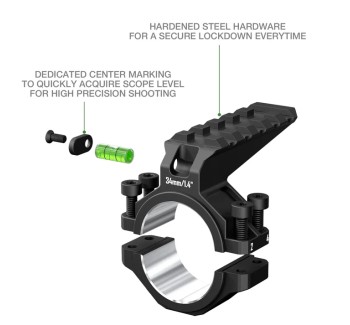 DiscoveryOpt Anello Singolo con Livella e Slitta Picatinny Superiore 30/34mm