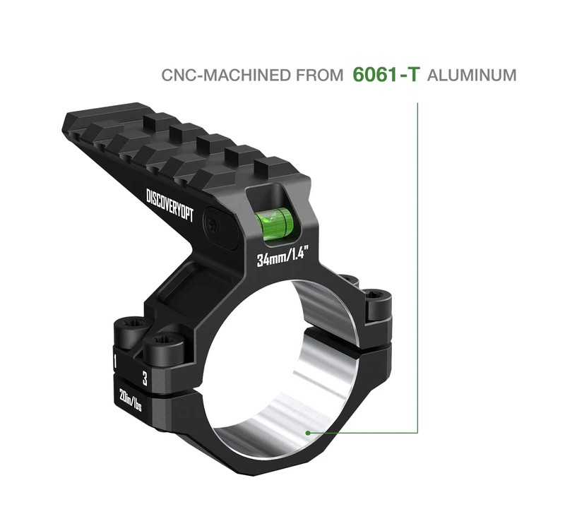 DiscoveryOpt Single Ring with Level and Upper Picatinny Rail 30/34mm