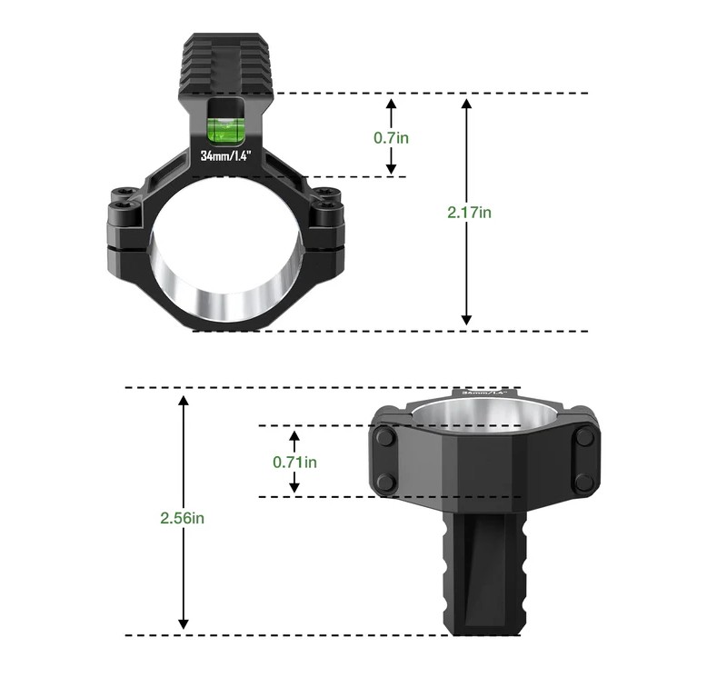 DiscoveryOpt Single Ring with Level and Upper Picatinny Rail 30/34mm