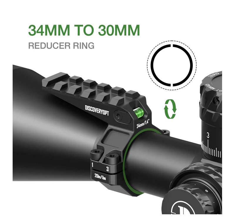 DiscoveryOpt Anello Singolo con Livella e Slitta Picatinny Superiore 30/34mm