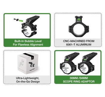 DiscoveryOpt Anello Singolo con Livella e Slitta Picatinny Superiore 30/34mm