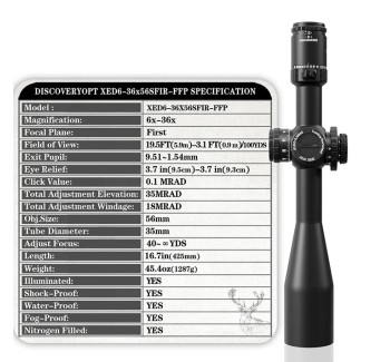 Discovery Optic XED 6-36x56 SFIR FFP-Z MRAD